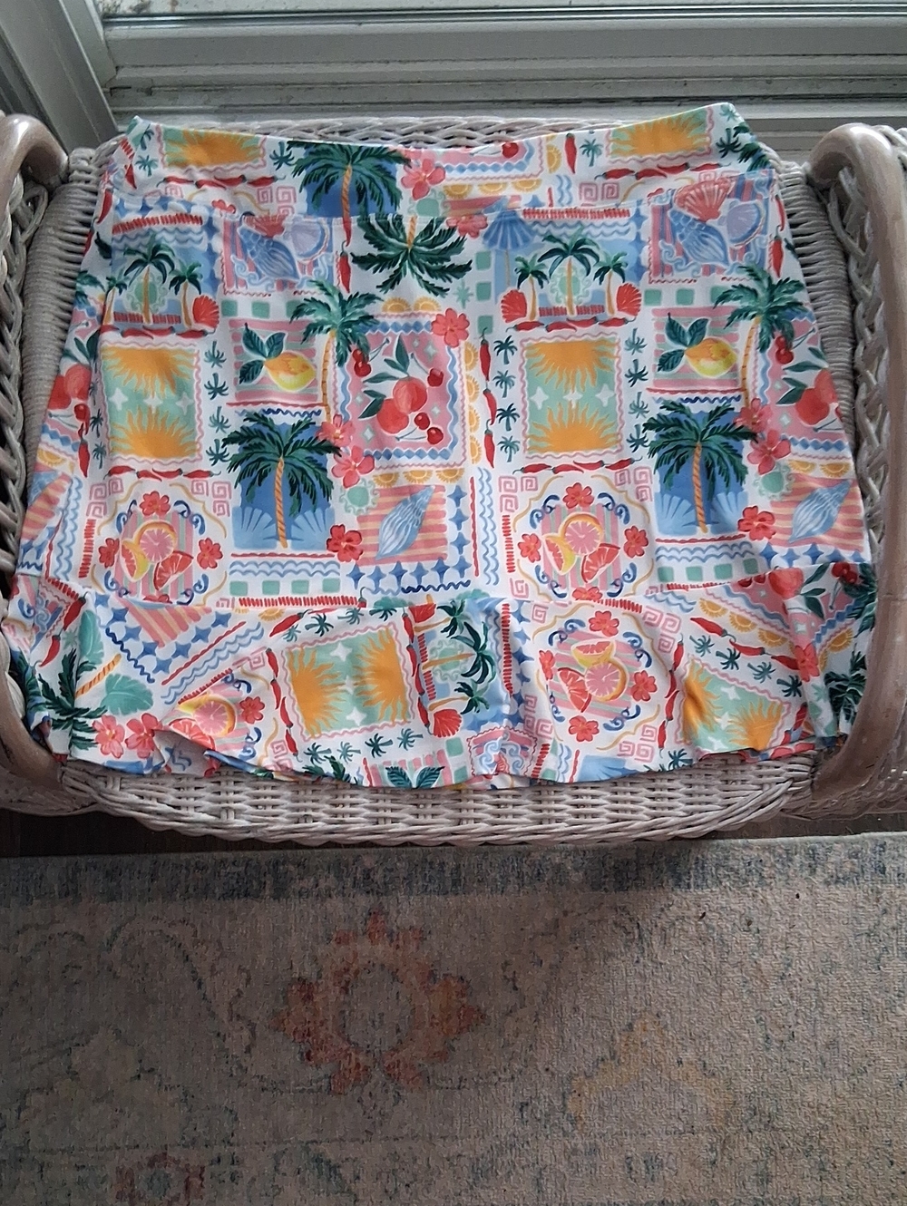 Reel Legends BeachPro Tropical Skort in White, Green, Blue, Yellow, Coral